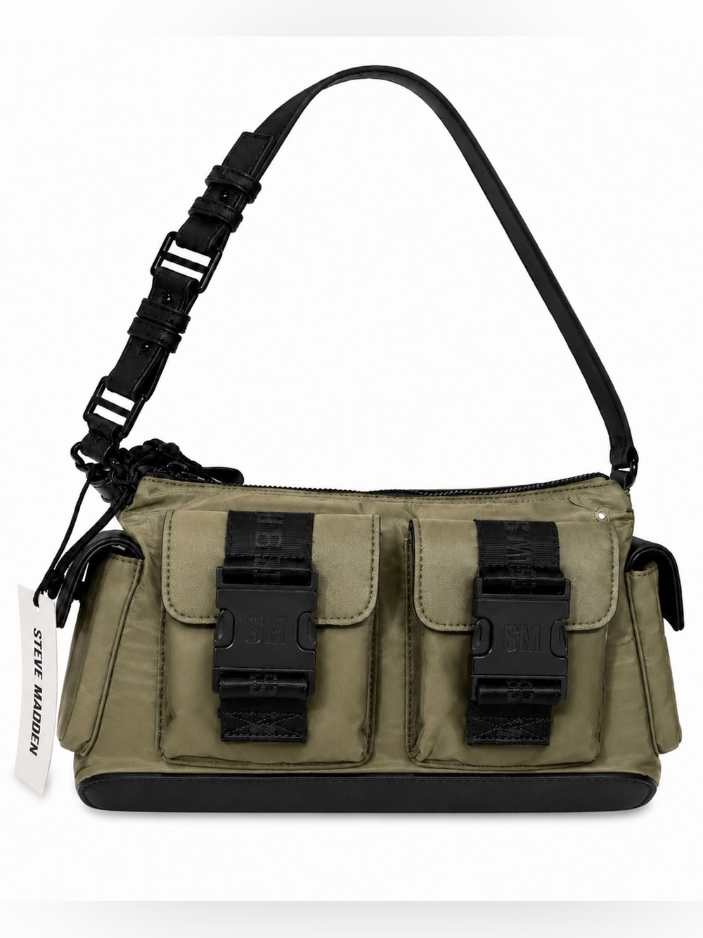 Steve Madden Utility Cargo Shoulder Bag Army Green Black Gorpcore Y2K SOLD OUT
